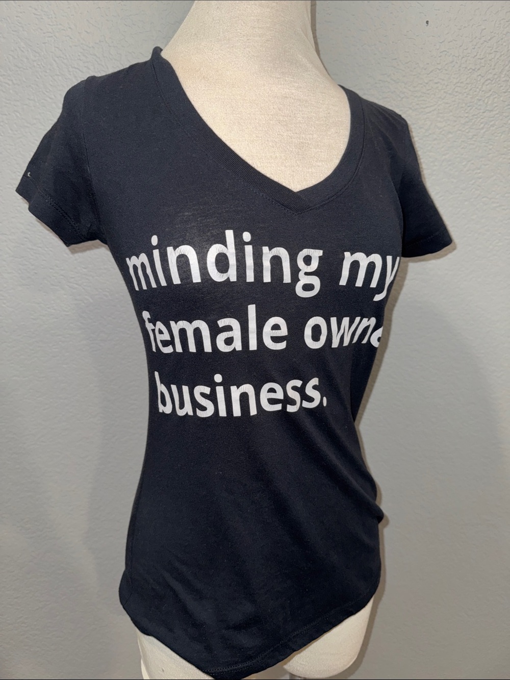 Black Graphic V-Neck Tee - Minding My Female Owned Business